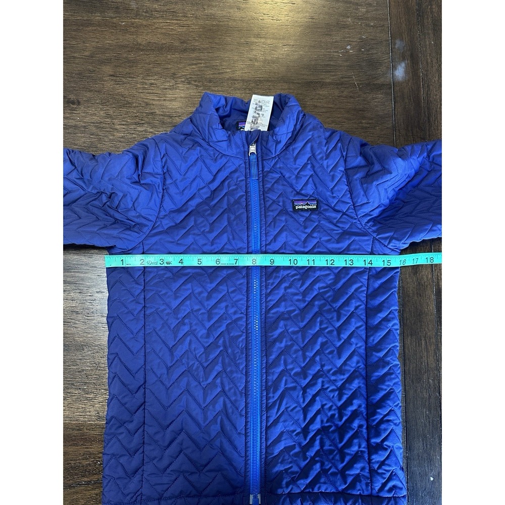 Patagonia Girl's M Sweater Jacket Quilted Chevron Blue Full Zip Coat Outdoor - Picture 10 of 11